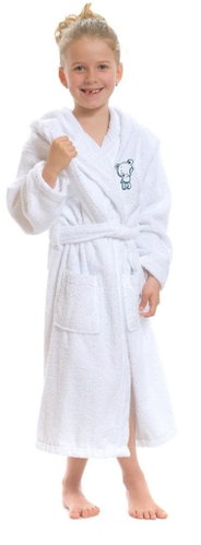 Interkontakt Children's bathrobe with hood Logo Teddy Bear, white Bathrobe size 2 years - Bathrobe - Main image