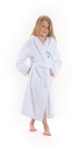 Interkontakt Children's bathrobe with hood Logo Elephant, white Bathrobe size 2 years - Bathrobe - Main image