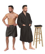 Interkontakt Black Chocolate set: bathrobe KIMONO + men's sauna kilt + towel - Bathrobe