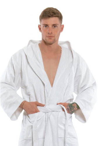 Interkontakt Men's bathrobe 02 Bianco Bathrobe size XXL - Bathrobe - Main image