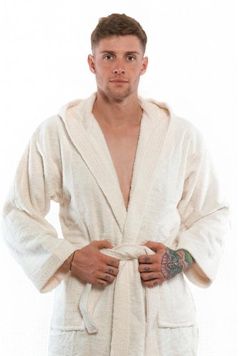 Interkontakt Men's bathrobe 03 Avorio Bathrobe size M - Bathrobe - Main image