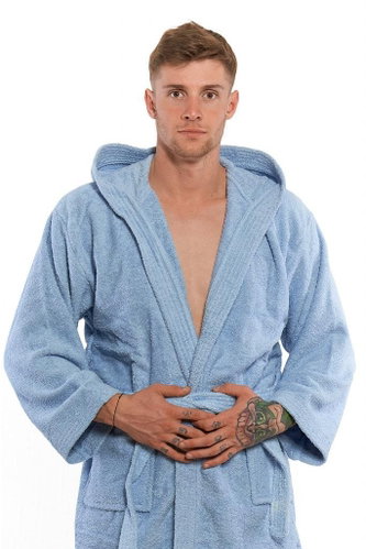 Interkontakt Men's Bathrobe 06 Azzurro Cielo Bathrobe size XL - Bathrobe - Main image