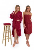Interkontakt Bordeaux set: bathrobe KIMONO + ladies sauna kilt + towel - Bathrobe