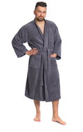 Interkontakt Men's bathrobe model KIMONO 02 Dark Grey Bathrobe size L - Bathrobe