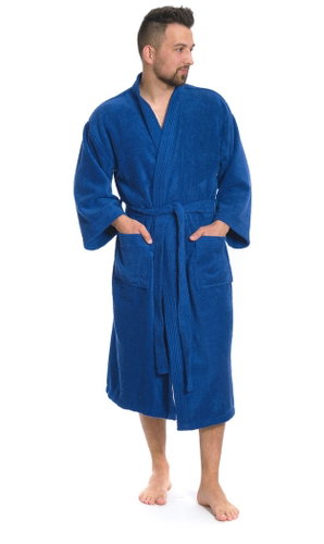 Interkontakt Men's bathrobe model KIMONO 03 Blue Navy Bathrobe size XXL - Bathrobe - Main image