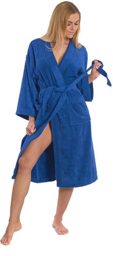 Interkontakt Ladies bathrobe model KIMONO 03 Navy Blue Bathrobe size XL - Bathrobe - Main image