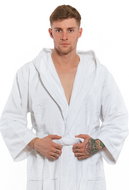 Interkontakt Men's bathrobe with hood 01 white Bathrobe size M - Bathrobe