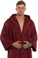 Interkontakt Men's bathrobe with hood 04 Bordeaux Bathrobe size L - Bathrobe