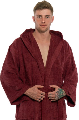 Interkontakt Men's bathrobe with hood 04 Bordeaux Bathrobe size L - Bathrobe - Main image