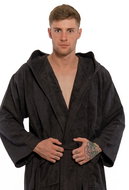 Interkontakt Men's bathrobe with hood 05 Black Chocolate Bathrobe size XL - Bathrobe