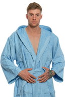 Interkontakt Men's bathrobe with hood 06 Light Blue Bathrobe size L - Bathrobe