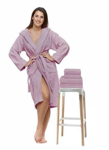 Interkontakt Set 41 Rosa Antico bathrobe + bath towel + towels Bathrobe size L - Bathrobe - Main image