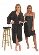 Interkontakt Black Chocolate set: bathrobe KIMONO + ladies sauna kilt + bath towel Bathrobe size M - Bathrobe