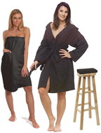 Interkontakt Black Chocolate set: bathrobe with hood + ladies sauna kilt + bath towel Bathrobe size  - Bathrobe