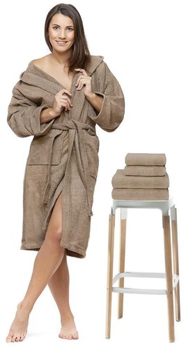 Interkontakt Set 18 Castagna bathrobe + bath towel + towels Bathrobe size L - Bathrobe - Main image