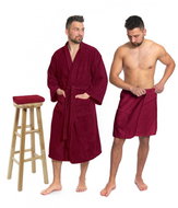 Interkontakt Bordeaux set: robe with hood + men's sauna kilt + towel - Bathrobe