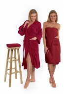 Interkontakt Bordeaux set: bathrobe KIMONO + ladies sauna kilt + bath towel Bathrobe size L - Bathrobe
