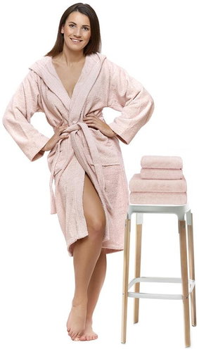 Interkontakt Set 05 Incenso bathrobe + bath towel + towels Bathrobe size L - Bathrobe - Main image