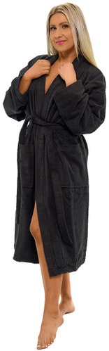 Interkontakt Ladies bathrobe model KIMONO 05 Black Chocolate Bathrobe size M - Bathrobe - Main image