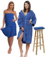 Interkontakt Navy Blue set: bathrobe with hood + sauna kilt + towel Size S - Bathrobe