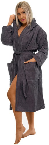Interkontakt Women's bathrobe with hood 02 Dark Grey Bathrobe size XXL - Bathrobe - Main image