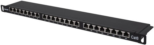 INTELLINET Patch Panel 24P C6 0,5U black - Patch Panel - Main image