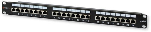 TECHLY Patch Panel 24 Stp C6 black - Patch Panel - Main image