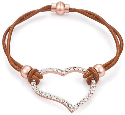 Intrigue Leather bracelet with crystals 60350 - Bracelet - Main image