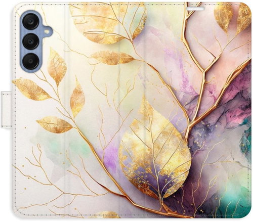 iSaprio Flip case Gold Leaves 02 for Samsung Galaxy A25 5G - Phone Case - Main image