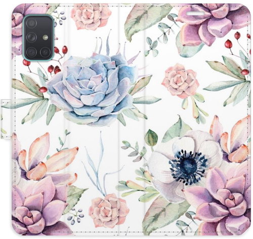 iSaprio Flip pouzdro Succulents Pattern pro Samsung Galaxy A71 - Phone Case - Main image