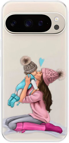 iSaprio Kissing Mom - Brunette and Boy - Google Pixel 9 / 9 Pro - Phone Cover - Main image