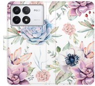 iSaprio Flip Case Succulents Pattern for Poco F6 Pro - Phone Cover