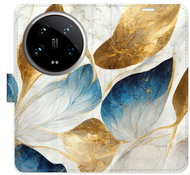 iSaprio Flip case GoldBlue Leaves for Xiaomi 14 Ultra - Phone Cover
