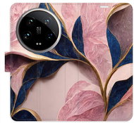 iSaprio Flip case Pink Leaves for Xiaomi 14 Ultra - Phone Cover