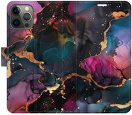iSaprio Flip Case Dark Marble for iPhone 12/12 Pro - Phone Case