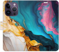iSaprio Flip Case Colourful Marble for iPhone 14 Pro - Phone Case