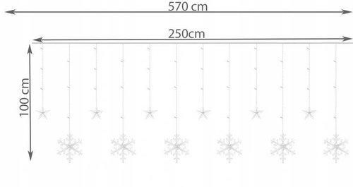 ISO 11327 hvězdy, vločky 138 LED studená bílá - Světelný řetěz - Main image