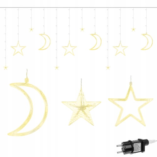 ISO 11329 stars, moon 138 LED warm white - Light Chain - Main image