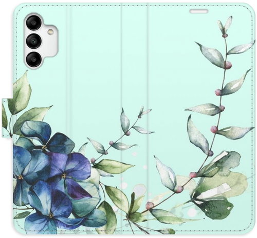 iSaprio flip pouzdro Blue Flowers pro Samsung Galaxy A04s - Phone Cover - Main image