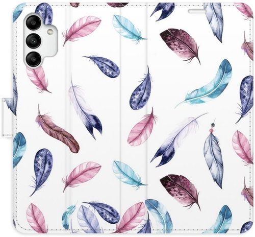 iSaprio flip pouzdro Colorful Feathers pro Samsung Galaxy A04s - Phone Cover - Main image