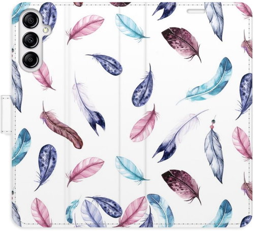 iSaprio flip pouzdro Colorful Feathers pro Samsung Galaxy A14 / A14 5G - Phone Cover - Main image