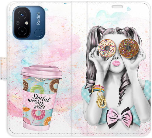 iSaprio flip pouzdro Donut Worry Girl pro Xiaomi Redmi 12C - Phone Cover - Main image
