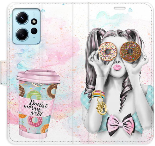 iSaprio flip pouzdro Donut Worry Girl pro Xiaomi Redmi Note 12 5G - Phone Cover - Main image