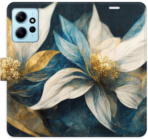 iSaprio flip pouzdro Gold Flowers pro Xiaomi Redmi Note 12 5G - Phone Cover - Main image