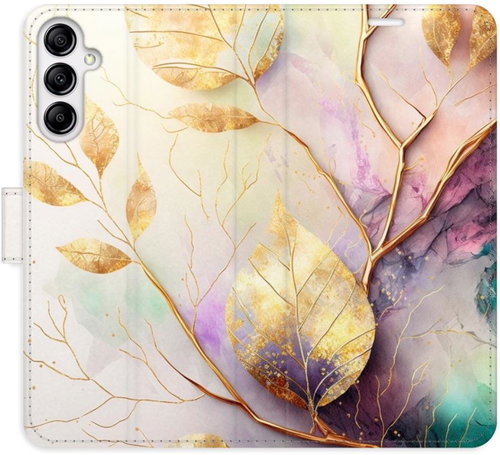 iSaprio flip case Gold Leaves 02 for Samsung Galaxy A14 / A14 5G - Phone Cover - Main image
