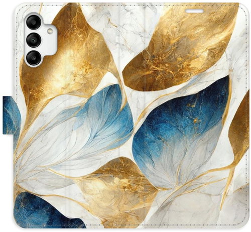 iSaprio flip pouzdro GoldBlue Leaves pro Samsung Galaxy A04s - Phone Cover - Main image