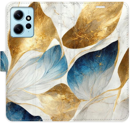iSaprio flip pouzdro GoldBlue Leaves pro Xiaomi Redmi Note 12 5G - Phone Cover - Main image