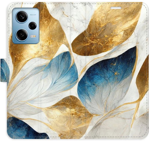 iSaprio flip pouzdro GoldBlue Leaves pro Xiaomi Redmi Note 12 Pro 5G / Poco X5 Pro 5G - Phone Cover - Main image