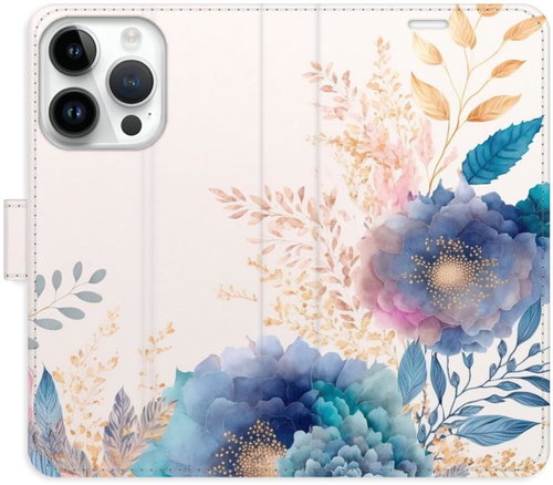 iSaprio flip pouzdro Ornamental Flowers 03 pro iPhone 15 Pro - Phone Cover - Main image