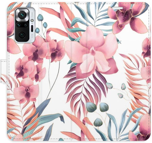 iSaprio flip pouzdro Pink Flowers 02 pro Xiaomi Redmi Note 10 Pro - Phone Cover - Main image